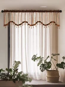 1pc Chocolate Brown Sheer Window Curtain - Chocolate Brown - View 1
