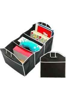 汽車後備箱貨物儲物袋，汽車和後備箱可折疊黑色儲物盒，雜物袋汽車配件 - 黑色 - 查看 4