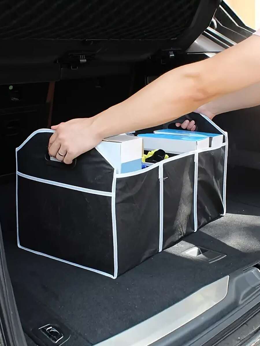 汽車後備箱貨物儲物袋，汽車和後備箱可折疊黑色儲物盒，雜物袋汽車配件 - 黑色 - 查看 1