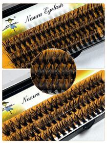 False Eyelashes,3Boxes(180 Clusters) 12-14Mm 40D Thick & Long False Eyelashes Volumized Fake Eyelashes Fake Eyelashes Strip - Black - View 3