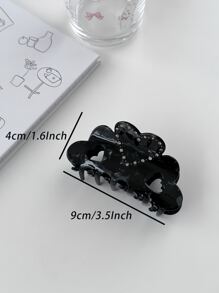 OUSEON Rhinestone Heart Decor Hair Claw - Black - View 2