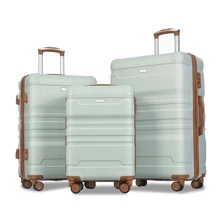 Luggage 3 Piece Sets Hard Shell Luggage Set with Spinner Wheels, TSA Lock, (20 inch 24inch  28 inch )Travel Suitcase Sets Expandable - Xám xanh - Xem 1