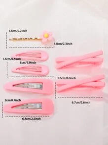 7入組純色精緻粉色少女髮夾及配件