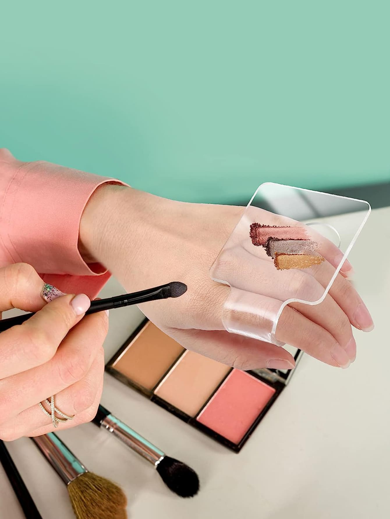 1 Stück Handgehaltenes Acryl Make-up Mischpalette, klare Foundation Palette, Lidschatten Make-up Handpalette, Make-up Foundation Palette, Make-up, günstig, Raumdekoration, Schminktisch, Reise, Schlafzimmer, Make-up Accessoires, günstig, Strumpfstopfer, Make-up, Make-up Werkzeuge, günstige Sachen, Geschenke, Geschenke für Frauen, Weihnachtsgeschenke, Gewinnspiele, Reise, günstige Sachen, Reiseessentials - Transparent - Übersicht 1