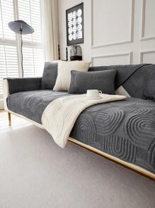1 Vỏ bọc ghế sofa chống trượt với thiết kế xếp li cho tất cả các mùa - Màu xám đen - Xem 1