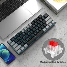 60% Mechanical Gaming Keyboard, 61Keys Hot Swappable Keyboard with Linear Blue/Red Switches and LED Backlight, Wired Detachable Type-C Cable Mini Compact 60 Percent Keyboard for Windows/PC/ Laptop - Grey & Black(Red Switch) - View 2