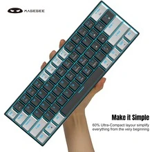 60% Mechanical Gaming Keyboard, 61Keys Hot Swappable Keyboard with Linear Blue/Red Switches and LED Backlight, Wired Detachable Type-C Cable Mini Compact 60 Percent Keyboard for Windows/PC/ Laptop - Grey & Black(Red Switch) - View 6