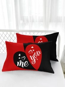 2入組愛心和字母圖案枕套不附帶枕芯 - 查看 1