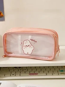 1入組卡通圖案筆袋 - 粉色 - 查看 3