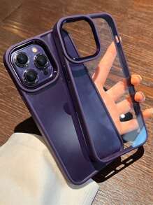 Contrast Frame Clear Phone Case - Purple - View 3