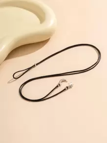 1入組時尚簡約風格多層PU皮革鏈條腳腳錬帶太陽和月亮吊墜,完美適用於日常穿著和沙灘派對適合女士 - 黑色 - 查看 5