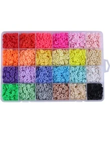 1 hộp/24 chiếc Nhiều Màu Sắc theo phong cách Bohemian 6mm Hạt Tròn Mềm Mại Mảnh Gốm Cho Dây Làm, Vòng Tay - Nhiều màu - Xem 1