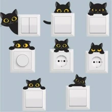 Cartoon Cat Wall Switch Decoration Sticker - Multicolor - View 1