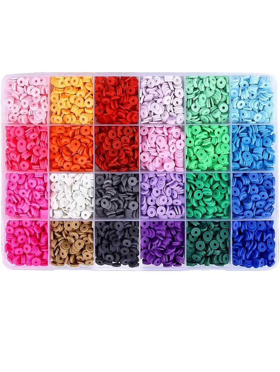 1box/24pcs 6mm Round Bohemian Style Soft Clay Beads For Diy Necklace & Bracelet Making - Multicolor - View 1