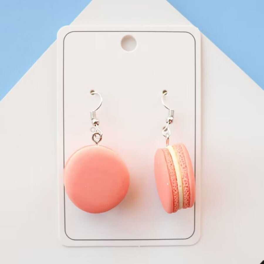 1 Cặp Mô Phỏng Sáng Tạo Thực Phẩm Bánh Macaron Cá Nhân Hóa Dễ Thương Mọi Thứ Với Bông Tai Vui Nhộn - Hồng - Xem 1
