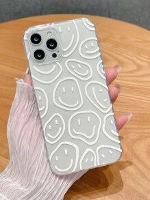 Funda de teléfono compatible con iPhone con patrón de cara sonriente de compresión de airbag - Blanco - Ver 5