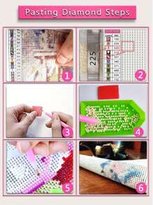 1入組5d完全打孔鑽石畫diy套件,蝴蝶和花卉馬賽克藝術品,大尺寸鑽石畫作品,適用於家居客廳裝飾