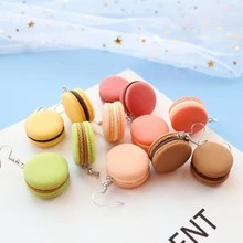1 par de pendientes creativos con simulación de comida, pastel y macarrón, personalizados y lindos para divertirse - Verde - Ver 4