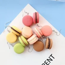 1 par de pendientes creativos con simulación de comida, pastel y macarrón, personalizados y lindos para divertirse - Verde - Ver 6