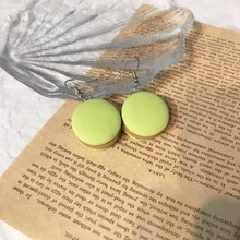 1 par de pendientes creativos con simulación de comida, pastel y macarrón, personalizados y lindos para divertirse - Verde - Ver 2