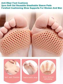 Metatarsal Foot Pads, 2pcs Soft Gel Reusable Breathable Sleeve Pads, Anti-wear Foot Cushions, Forefoot Cushioning Shoe Supports For Women And Men
