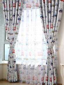 1pc Cartoon Car Design Children's Blackout Curtain - Multicolor - View 3