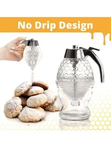 1 件蜂蜜分配器防滴漏 - 枫糖浆分配器 - 漂亮的蜂巢形蜂蜜罐 - 带支架的蜂蜜罐，精美的蜜蜂装饰 - 無色 - 查看 4