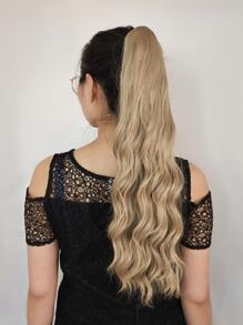 Vuốt Kẹp Dài Xoăn Đuôi Ngựa Nối Tóc Tổng Hợp - Màu Khaki - Xem 3