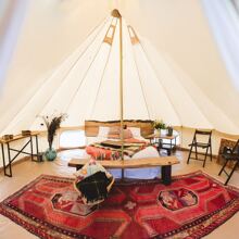 Luxury Cotton Canvas Bell Tent for Family Camping Outdoor Glamping Retreat Yurt Diameter 3M 4M 5M 6M Available - 米色 - 查看 2