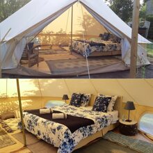 Luxury Cotton Canvas Bell Tent for Family Camping Outdoor Glamping Retreat Yurt Diameter 3M 4M 5M 6M Available - 米色 - 查看 4