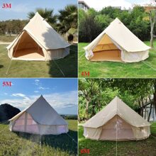 Luxury Cotton Canvas Bell Tent for Family Camping Outdoor Glamping Retreat Yurt Diameter 3M 4M 5M 6M Available - 米色 - 查看 5