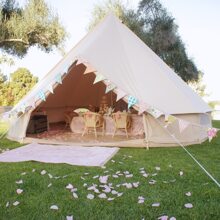 Luxury Cotton Canvas Bell Tent for Family Camping Outdoor Glamping Retreat Yurt Diameter 3M 4M 5M 6M Available - 米色 - 查看 7