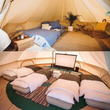 Luxury Cotton Canvas Bell Tent for Family Camping Outdoor Glamping Retreat Yurt Diameter 3M 4M 5M 6M Available - 米色 - 查看 9