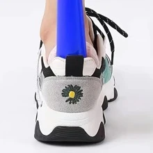 4个塑料鞋拔子酒店居家穿鞋神器提鞋器懒人不弯腰加厚鞋拔子带鞋带鞋子靴子配件 - 彩色 - 查看 2