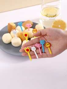 10 piezas Tenedor de fruta con diseño de dibujos animados - Multicolor - Ver 3