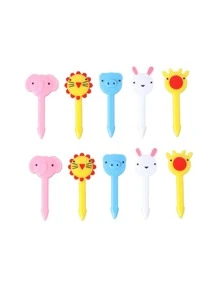 10 piezas Tenedor de fruta con diseño de dibujos animados - Multicolor - Ver 7