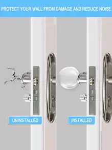 6 PEZZI Ferma porta e protezione per parete, protezione per parete, ammortizzatori per maniglia porta in gomma trasparente, cuscinetti protettivi circolari per parete, protettori per pareti con adesivo resistente dai colpi delle maniglie, protezione trasparente per pareti dalle maniglie, paraurti per porte che proteggono la superficie della parete