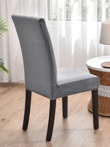 Velvet Elastic Dining Chair Cover 1pc - Dark Grey - View 2