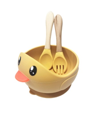 3pcs Cartoon Duck Kid's Tableware Set
