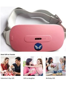 1入組便攜式抽筋加熱墊電動腰帶裝置加熱和振動按摩帶背部或腹部加熱墊適合女性和女孩