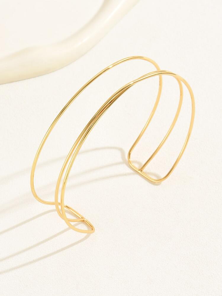 1pc Drie-laags Eenvoudige Kraag Ketting Unisex Stelstijl, Modieus Sieraden Voor Verkleden Op Zomerfeesten, Cadeau voor Daten met vrienden - Geel Goud - Bekijken 4