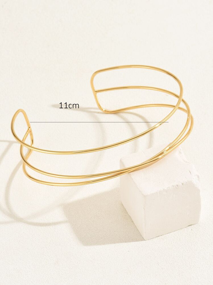 1pc Drie-laags Eenvoudige Kraag Ketting Unisex Stelstijl, Modieus Sieraden Voor Verkleden Op Zomerfeesten, Cadeau voor Daten met vrienden - Geel Goud - Bekijken 2