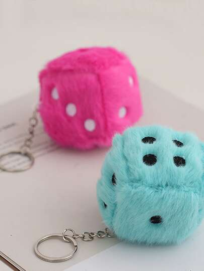 1pc Fuzzy Dice Charm Keychain | SHEIN USA
