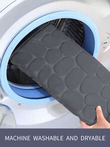1 Miếng Đơn giản Màu thuần Đá hoa văn Hồi phục chậm Nước Hấp thụ Phòng tắm Thảm trải sàn - Màu xám đen - Xem 5