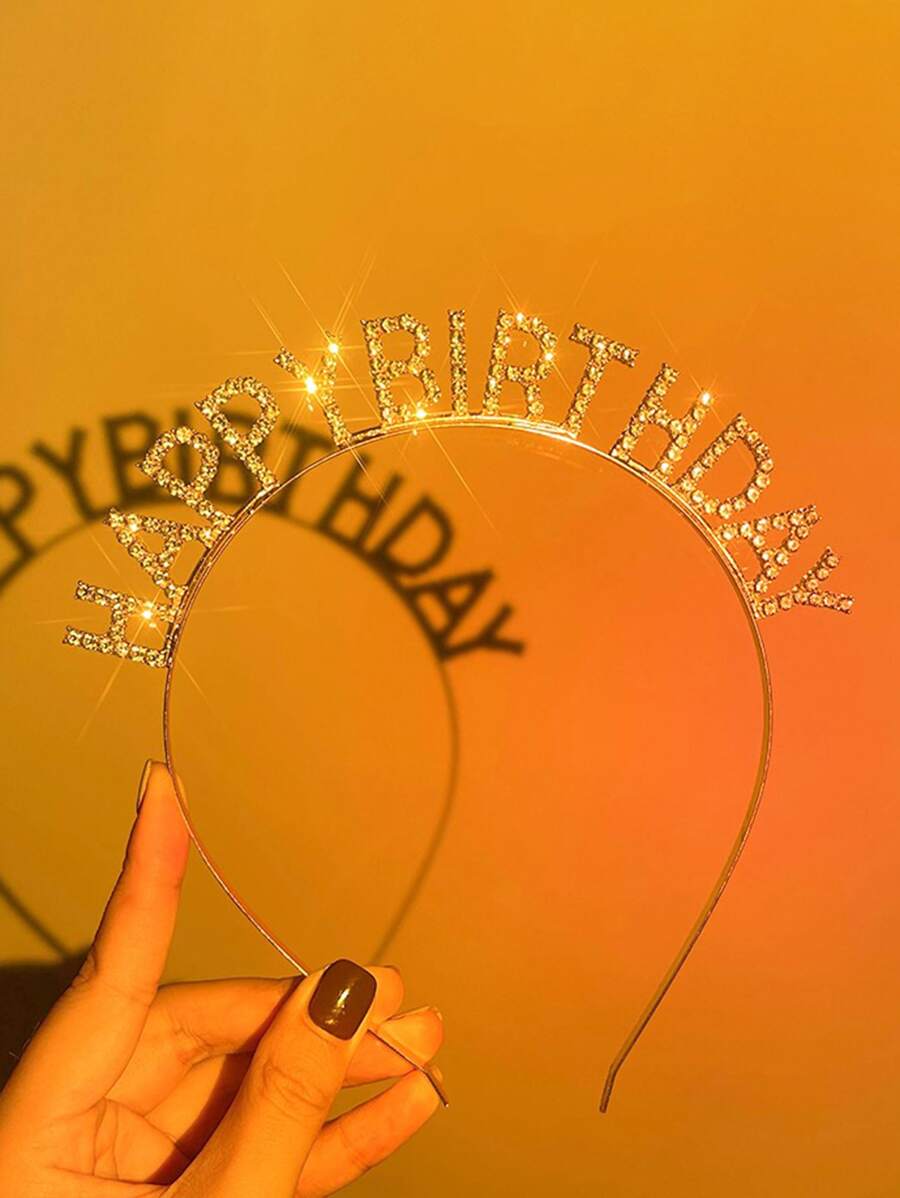 Party鑲鑽字母裝飾頭箍頭飾 - 金色 - 查看 1