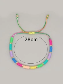 1 Phong Cách Bohemian Nhiều Màu Sắc Mềm Mại Hạt Gốm & Sắt Pyrite Trang Trí Nữ Vòng Tay Có Thể Điều Chỉnh Với Dây Thun - Nhiều màu - Xem 3