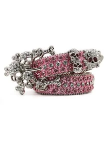 Rhinestone Decor Belt - Pink - View 2