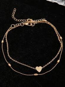 Trang trí trái tim Nhiều lớp Cô dâu vòng chân Thanh lịch - Vàng - Xem 3