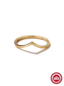 1 pieza Anillo dorado color tamaño 8 forma v femenino moda - Oro Talla 8 - Ver 3