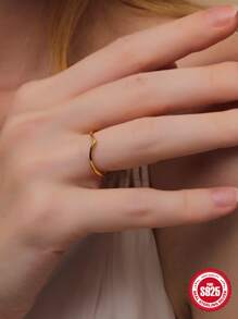 1 pieza Anillo dorado color tamaño 8 forma v femenino moda - Oro Talla 8 - Ver 2